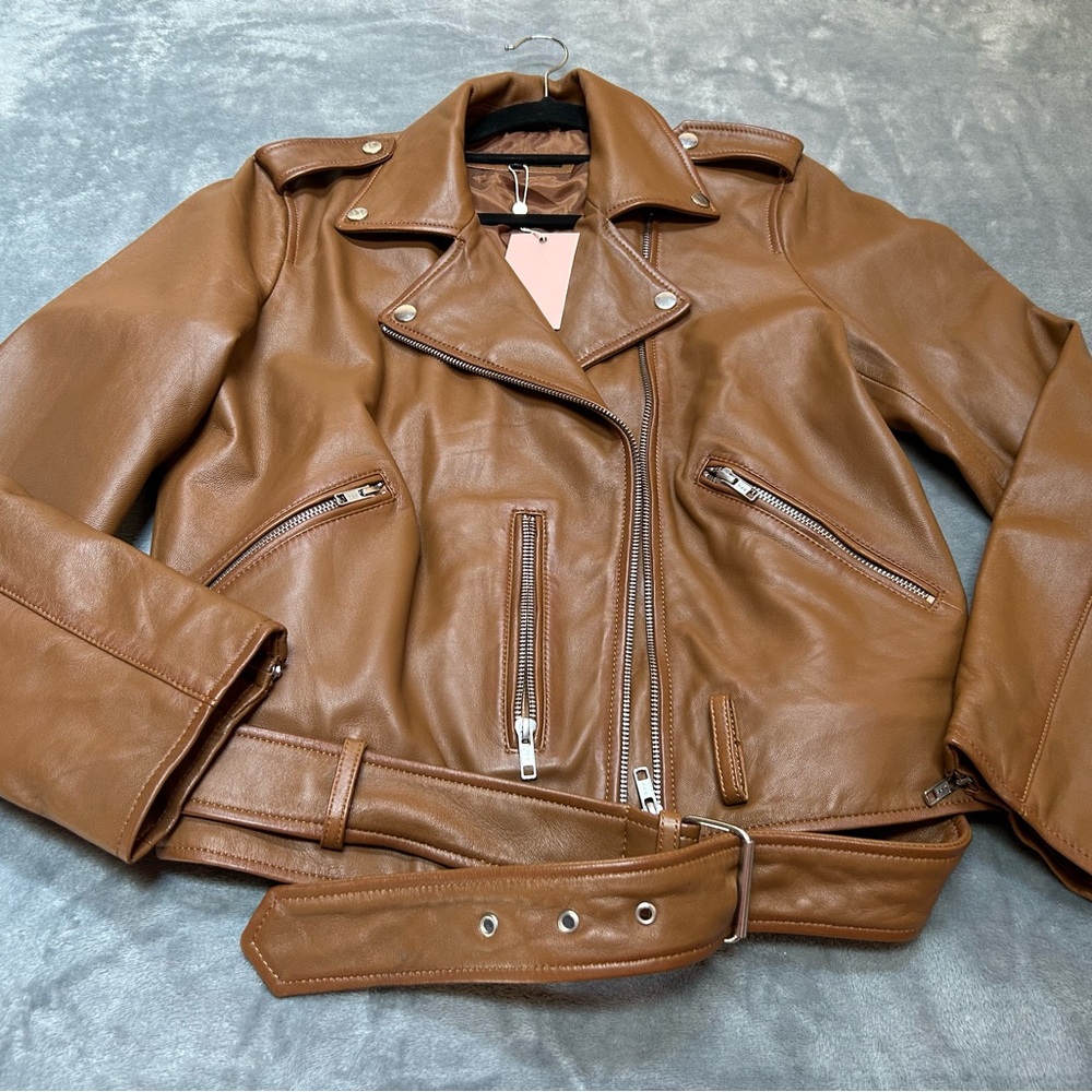 Quince Brown Leather Bomber Jacket